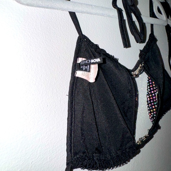 Fashion Nova, black rhinestone two piece bikini , size small - Picture 6 of 6